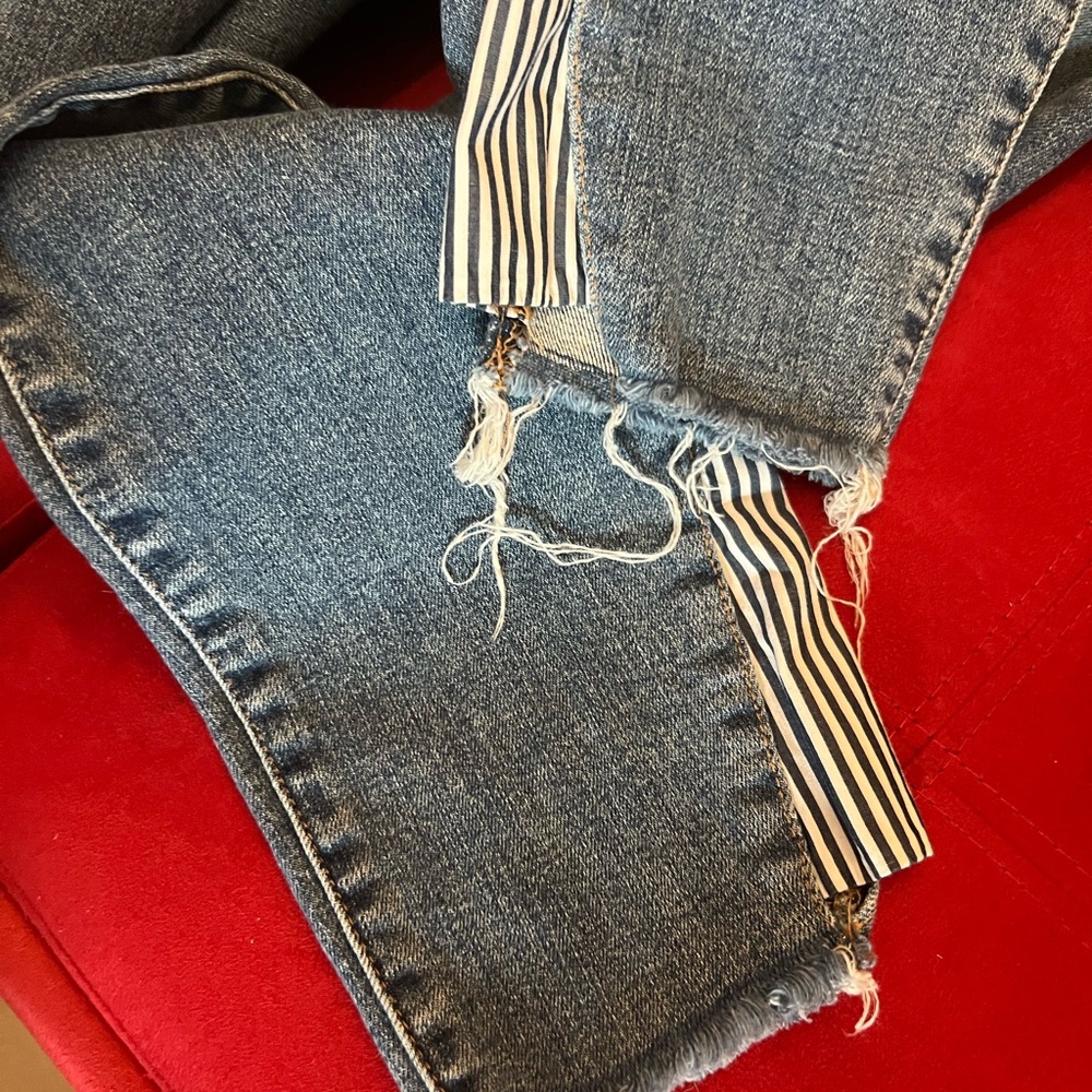 7 For All Mankind Blue Ankle Cropped Jeans